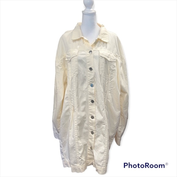 Pretty Little Thing Oversized Button Down Shirt Dress Size 2X CREAM color - Picture 2 of 6